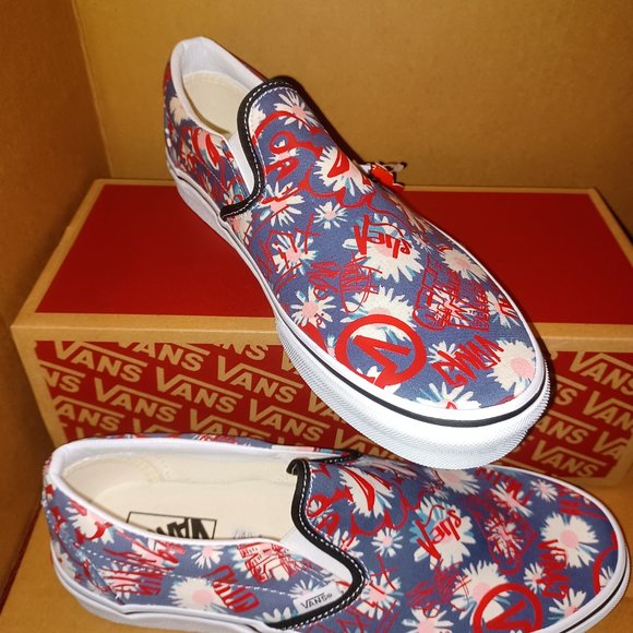 Vans Men's 10.5 Classic Slip-On Crew Floral/Red VN0A4BV31JA - Picture 9 of 12